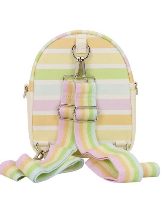 Loungefly Disney Mickey & Friends Rainbow Stripe Convertible Mini Backpack NWT